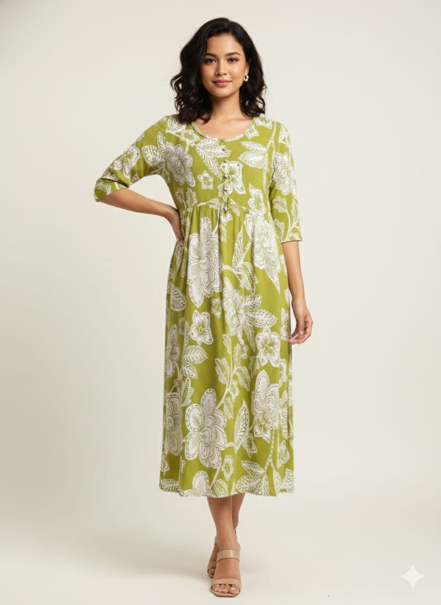 WHITE FLORAL PRINT KURTI