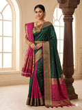 Dark Green And Pink With Golden Border