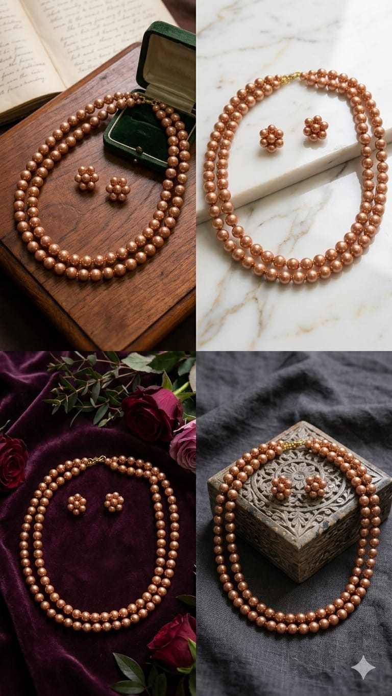 Brown Earrings With Necklace