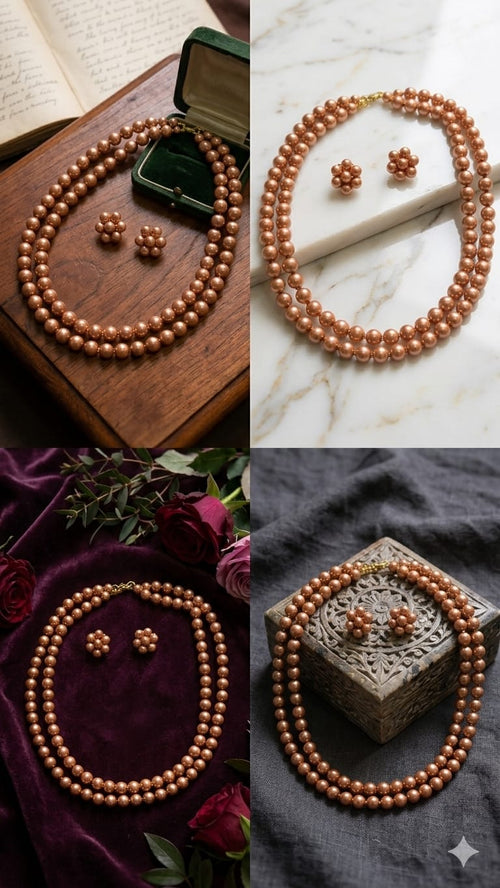 Brown Earrings With Necklace