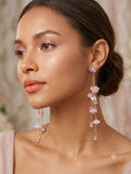 Long floral baby pink earring