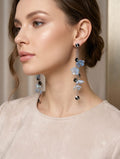 floral crystal long drop earring