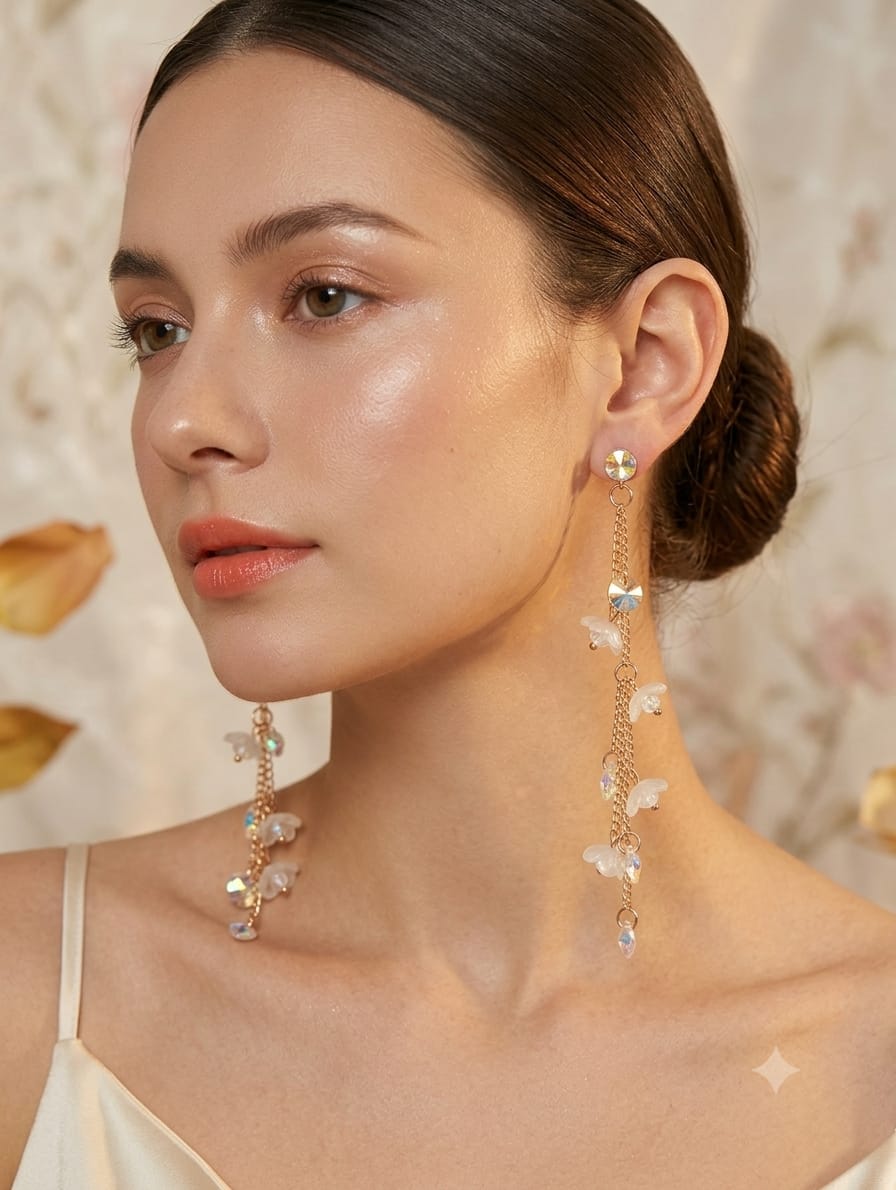 floral long earring