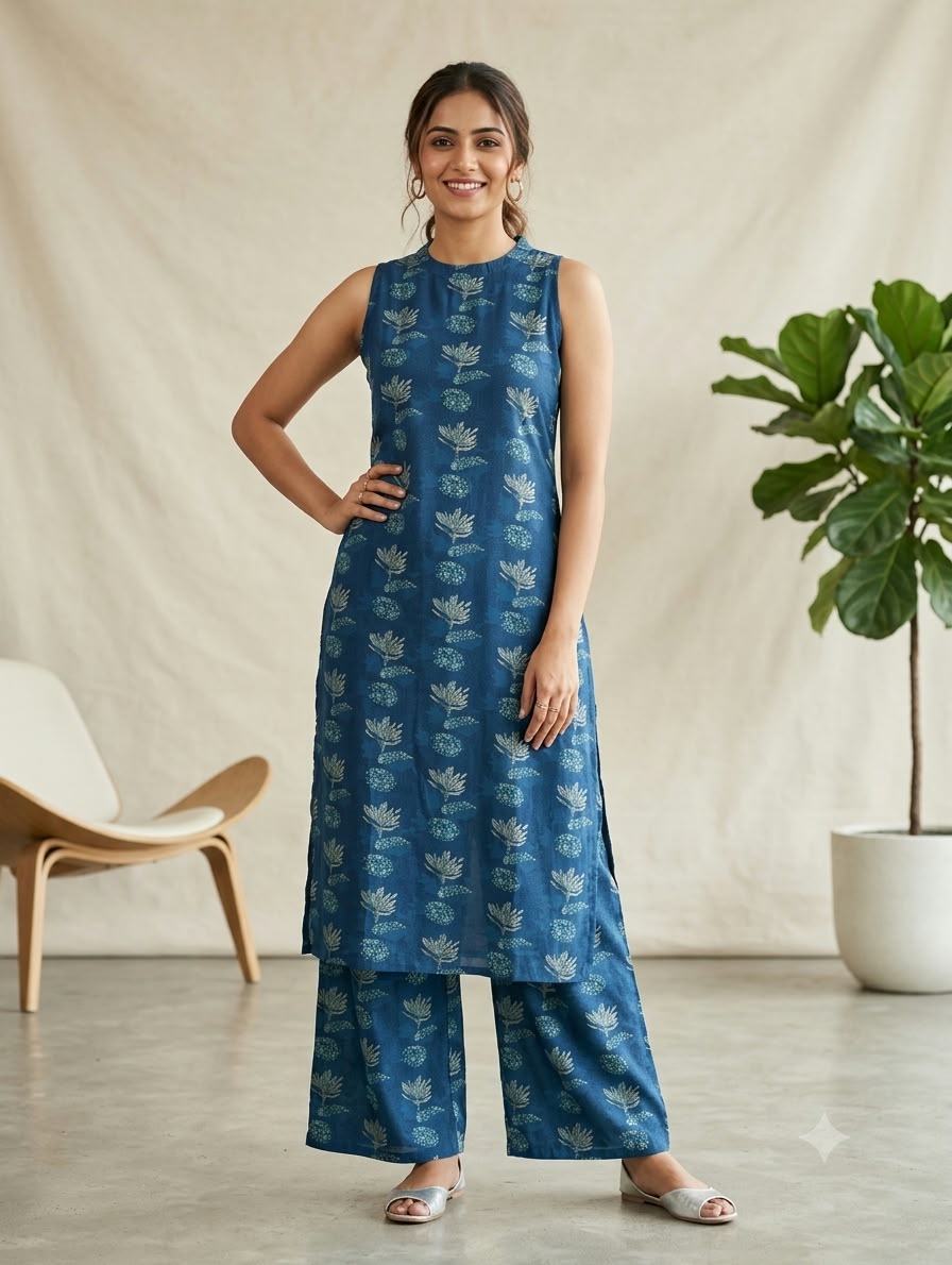 block print kurta with palazzo set