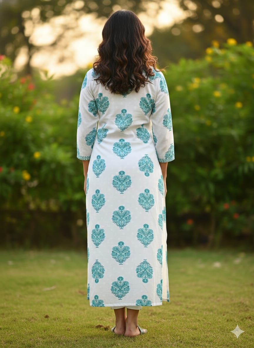 White and green  kurti