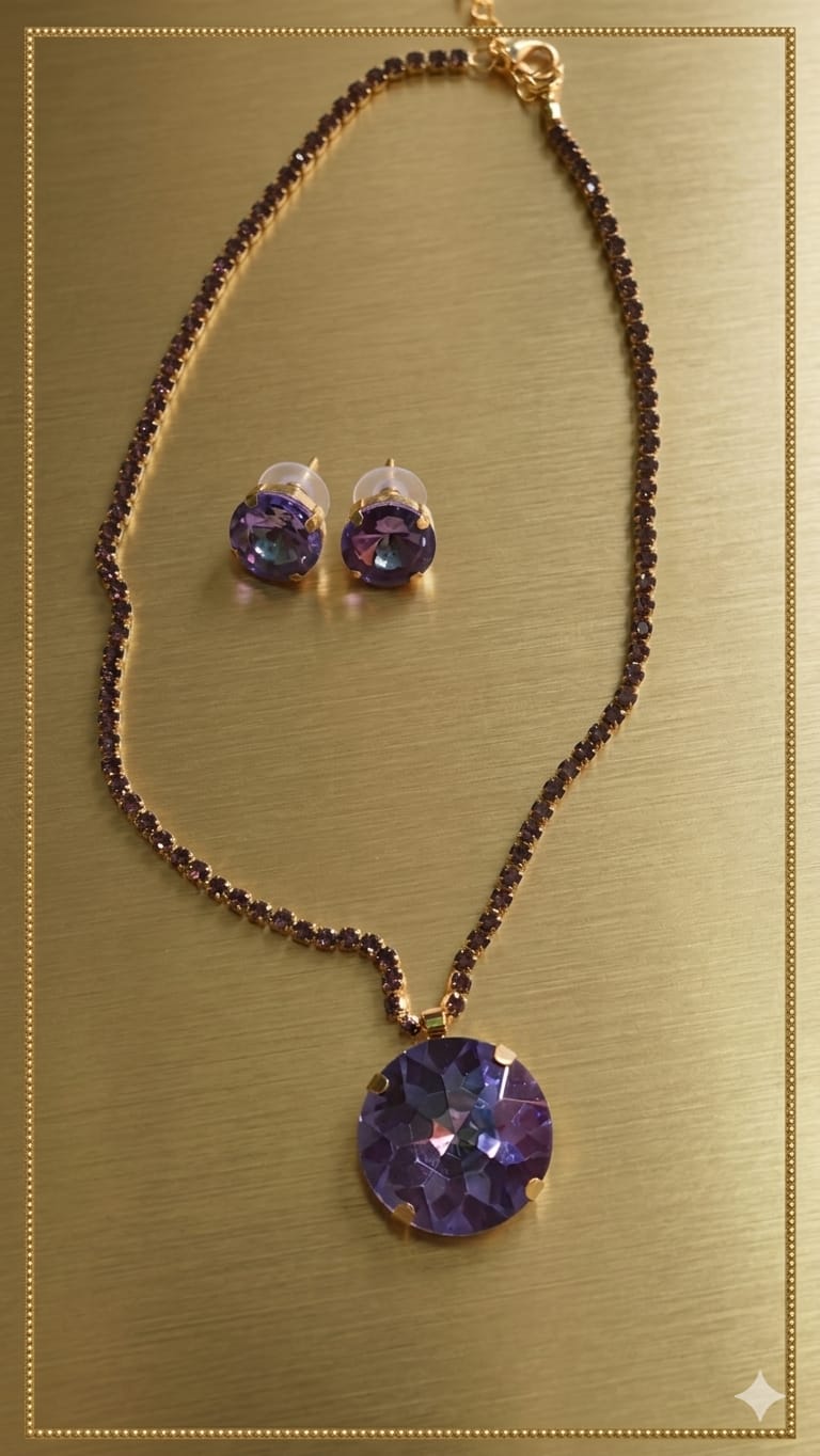 Blue Earrings With Necklace