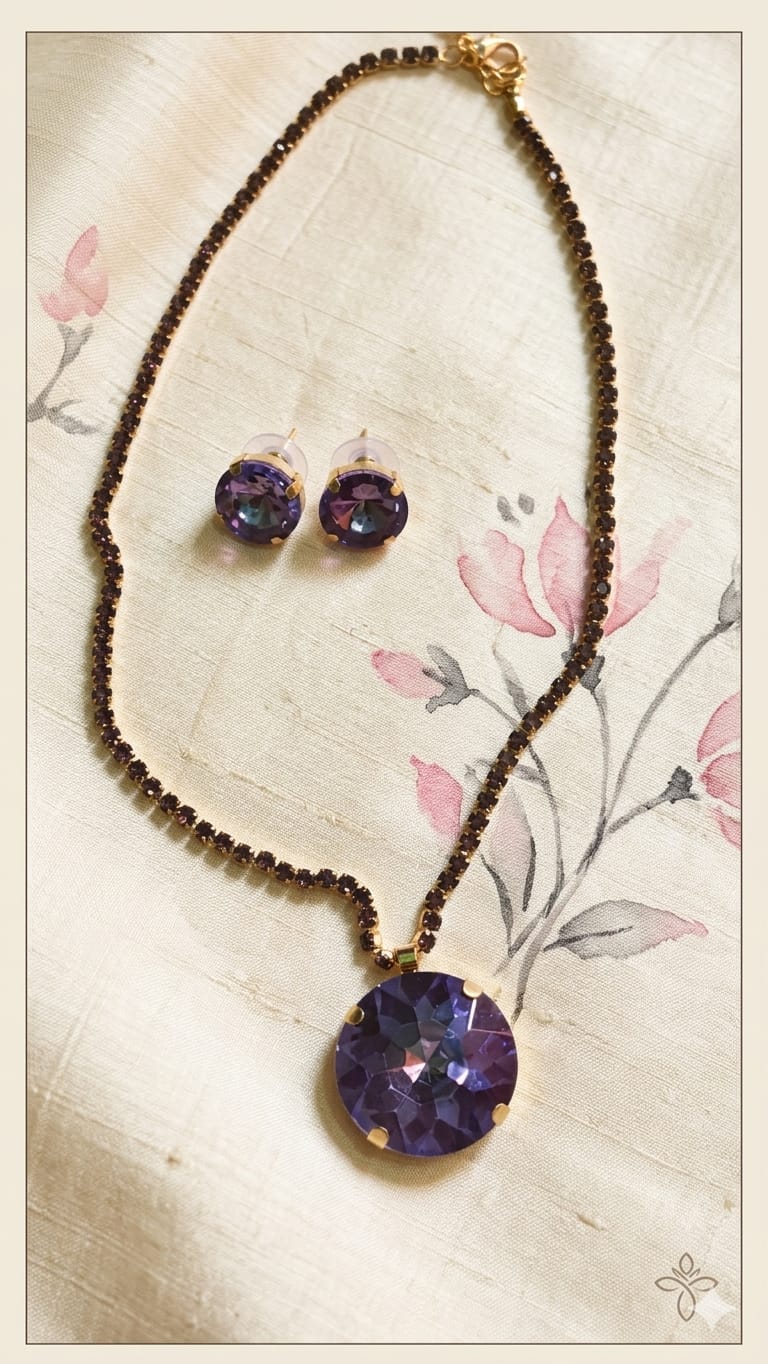 Blue Earrings With Necklace