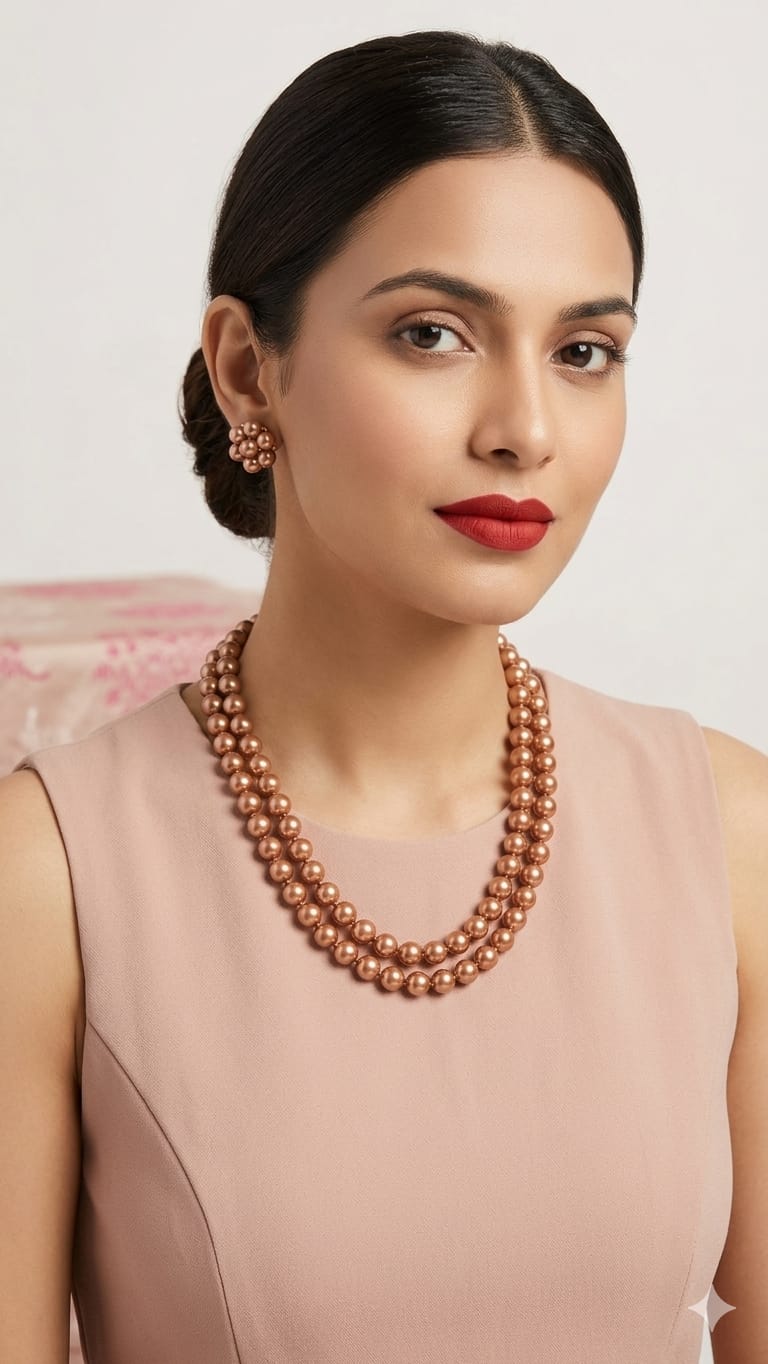 Brown Earrings With Necklace