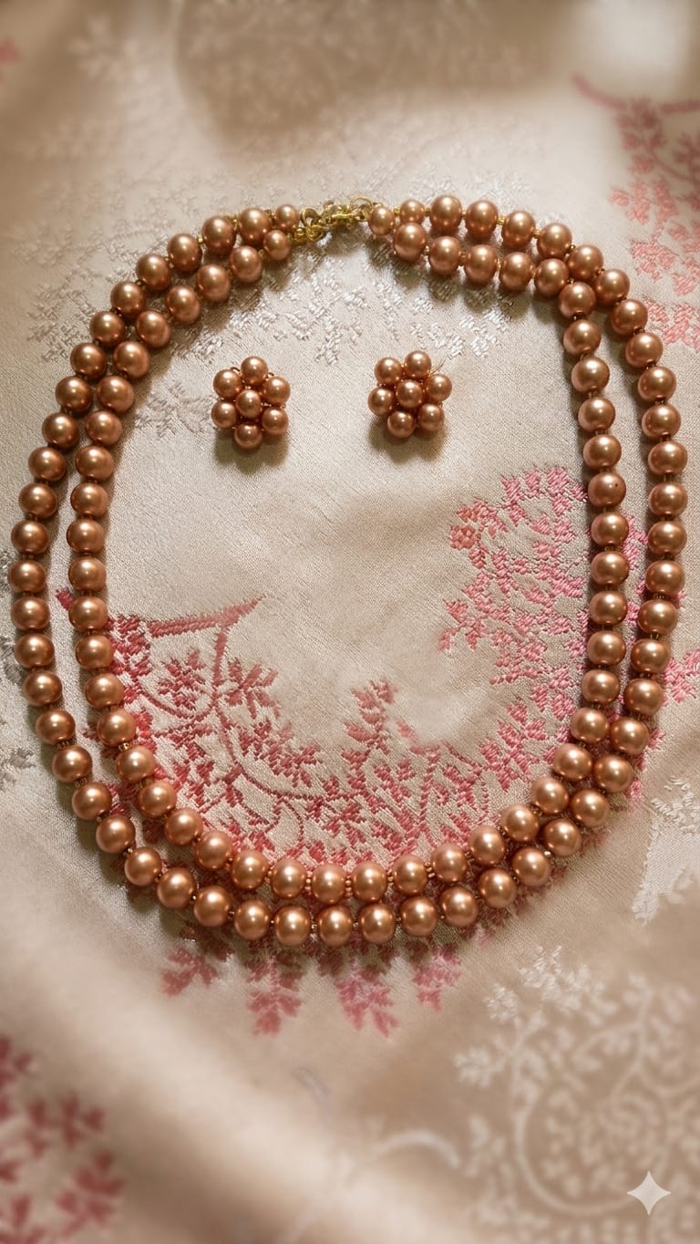 Brown Earrings With Necklace