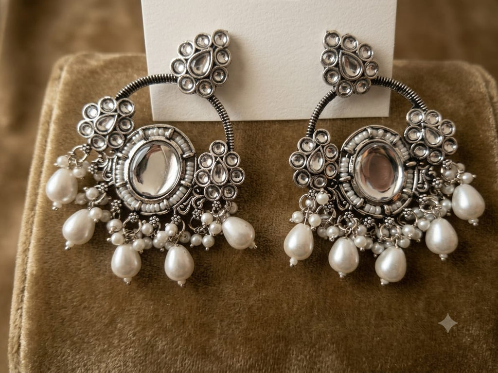 chaandbali earring  with pearl drops