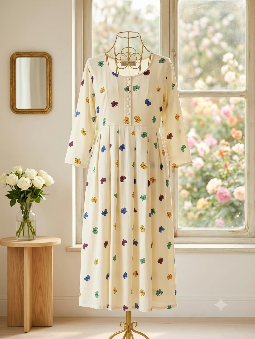 butterfly Motif Midi Frock