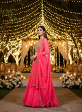 Gold and pink embellished wrap dress