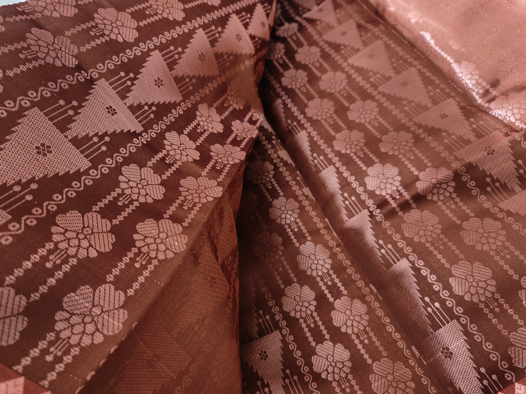 Brown and Red party wear Saree