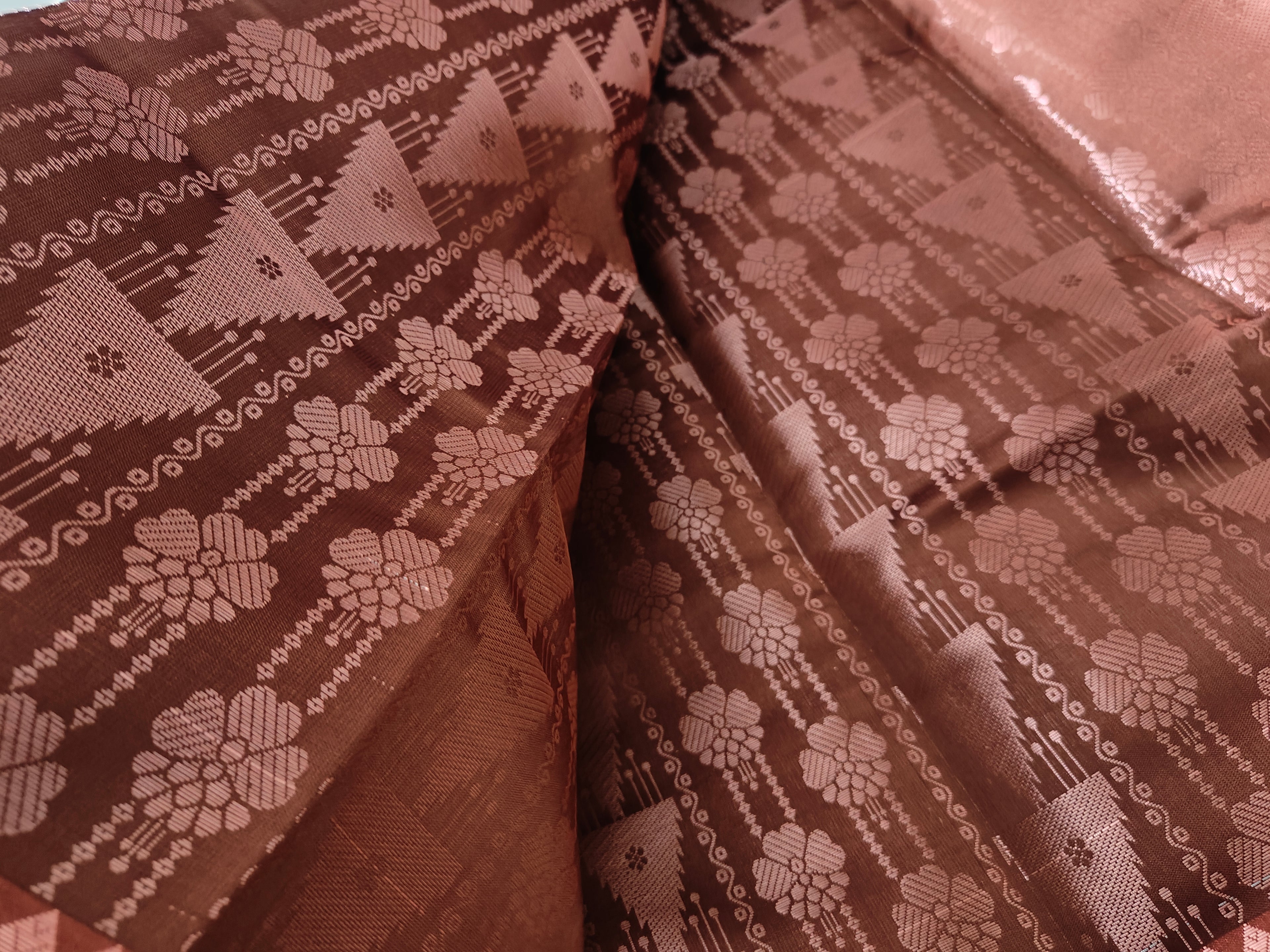 Brown and Red party wear Saree