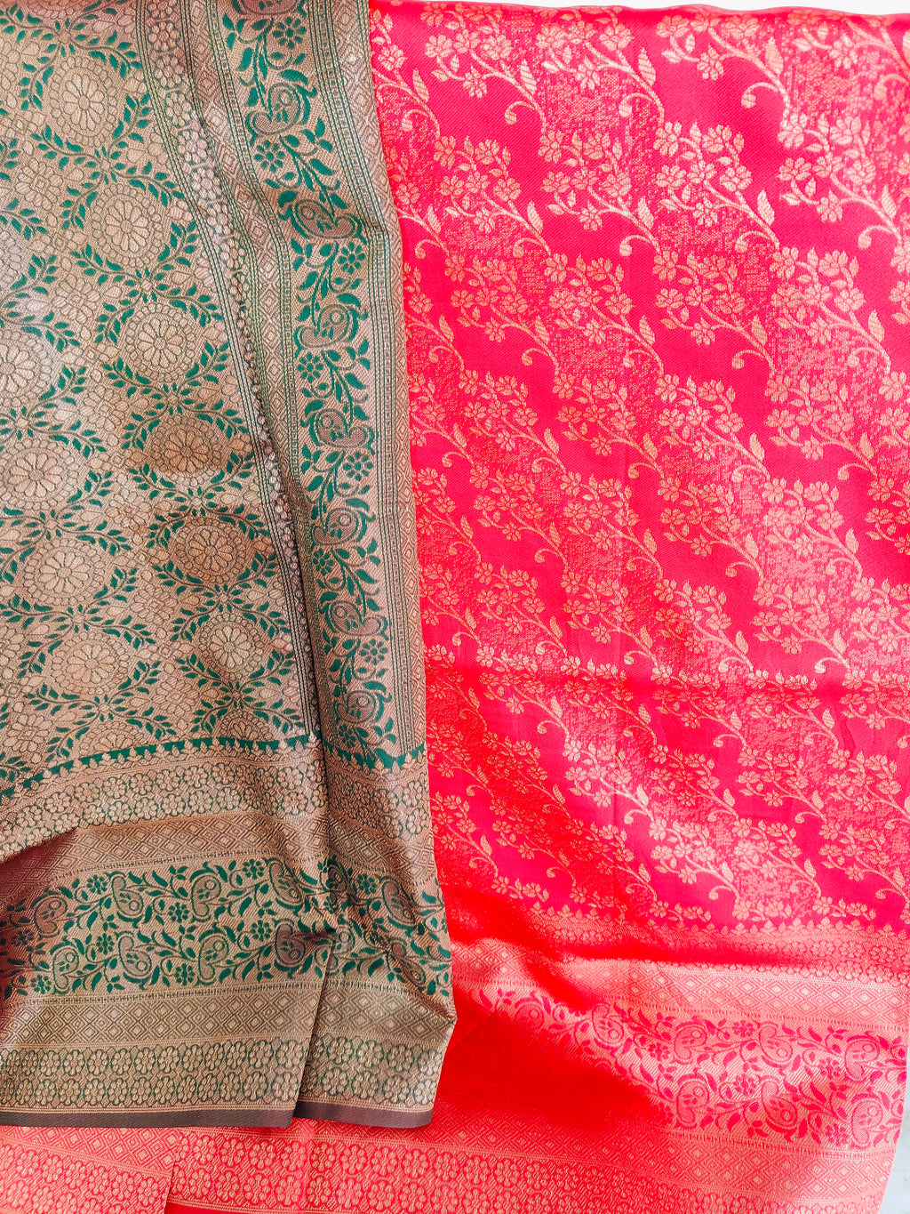 Red and Green Budget friendly saree
