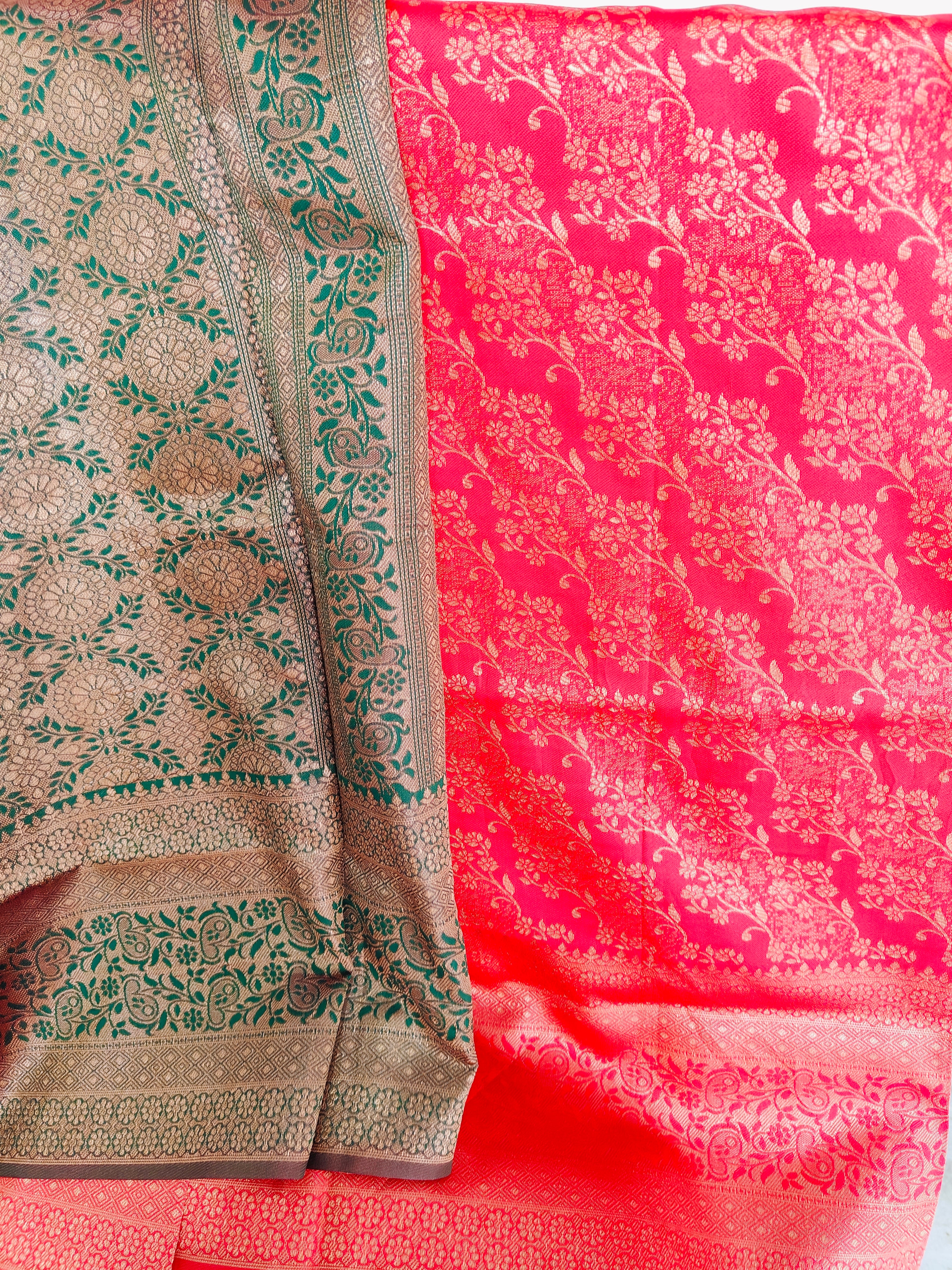 Red and Green Budget friendly saree
