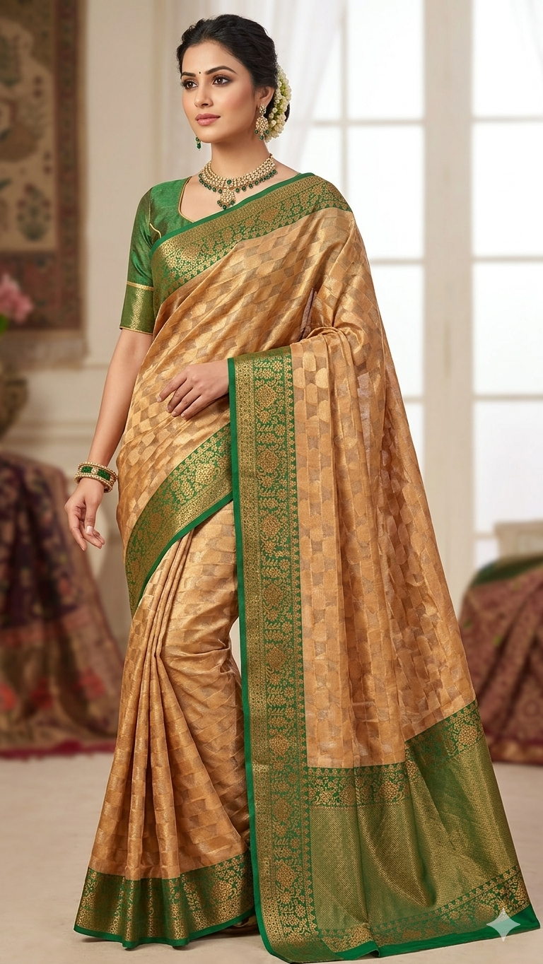 Gold and Green saree