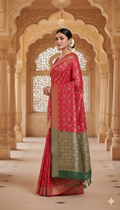 Red and Green Budget friendly saree