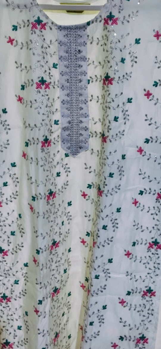 White -Silver embroidered Kurti