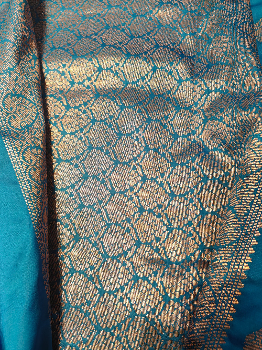 Sky Blue and gold festiv wear saree